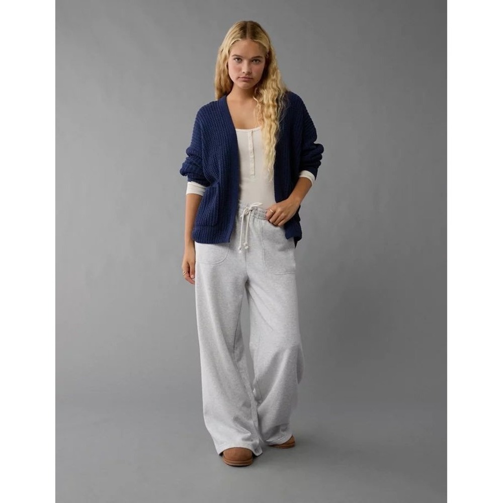 American Eagle Outfitters Navy Chunky Knit Open Cardigan